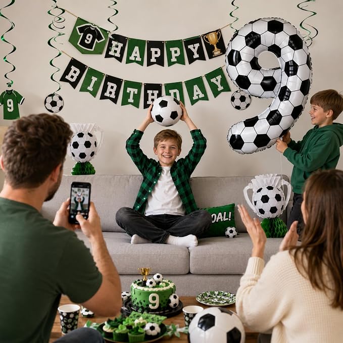 Big Soccer 9 Balloons, 9th Birthday Decorations - Image 3