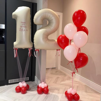 Cream Number 12 Balloons, 40 Inch 12 Balloons Giant Helium Foil Mylar Beige 12 - Image 3