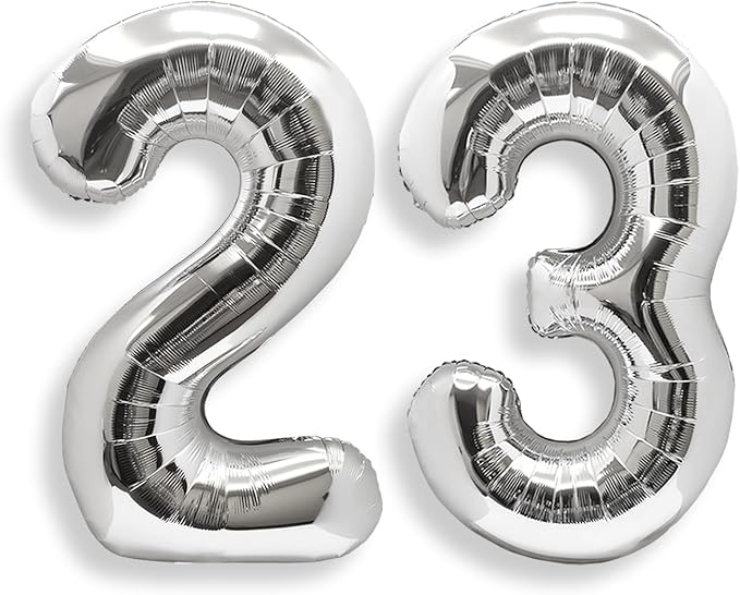 AULE 40 Inch Silver 23 Balloon Number Foil 0-9 Birthday Big Numbers | Birthday by AULE