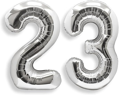 AULE 40 Inch Silver 23 Balloon Number Foil 0-9 Birthday Big Numbers | Birthday by AULE