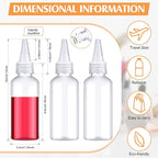 Eccliy 60 Pieces 2 oz 60 ml Plastic Bottles Applicator with Twist Top Cap Pet Refillable Plastic Empty Applicator Bottle for Hair with Clear Twist Top Cap for Hair Oils and Liquids