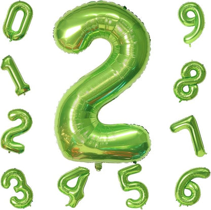 Green 2 Balloons, 40 Inch Giant Helium Foil Number 0-9 Green Birthday Balloon - Image 9