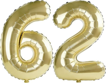 40 Inch Number 62 Balloons for 62nd Birthday Party Decorations, 0-100 Champagne by FOBELEC