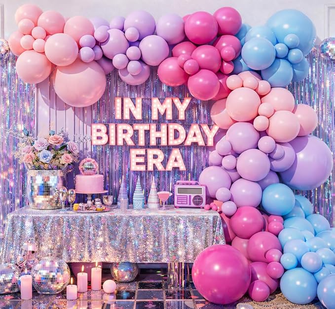Pastel In My Birthday Era Balloon Arch Garland Kit Pink Blue Purple Balloons by Beaumode