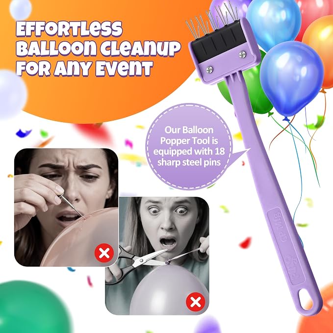 Enhon Balloon Popper Tool with 15 Steel Pins, Safe Balloons Popping Tool with - Image 2