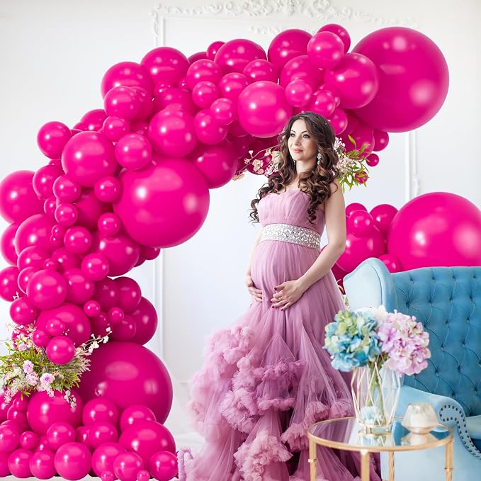 114pcs Hot Pink Balloon Garland Arch kit, 18 12 10 5 inch Latex Balloons | - Image 3