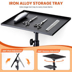 Noverlife Salon Tray Cart on Wheels with Storage Platform, Tattoo Rolling Tray Height Adjustable Salon Service Cart, Iron SPA Rolling Trays Portable Tattoo Table Stand for Dental