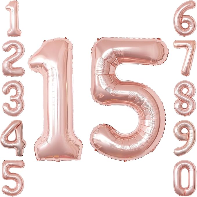 Rose Gold Number 15 Balloon 40 Inch, Radiant Foil Duo by Unknown
