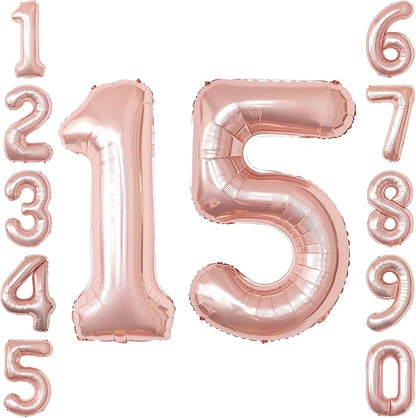 Rose Gold Number 15 Balloon 40 Inch, Radiant Foil Duo by Unknown