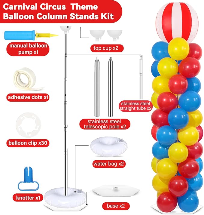 2 Sets Carnival Circus Balloon Column Stand Kit - Image 2