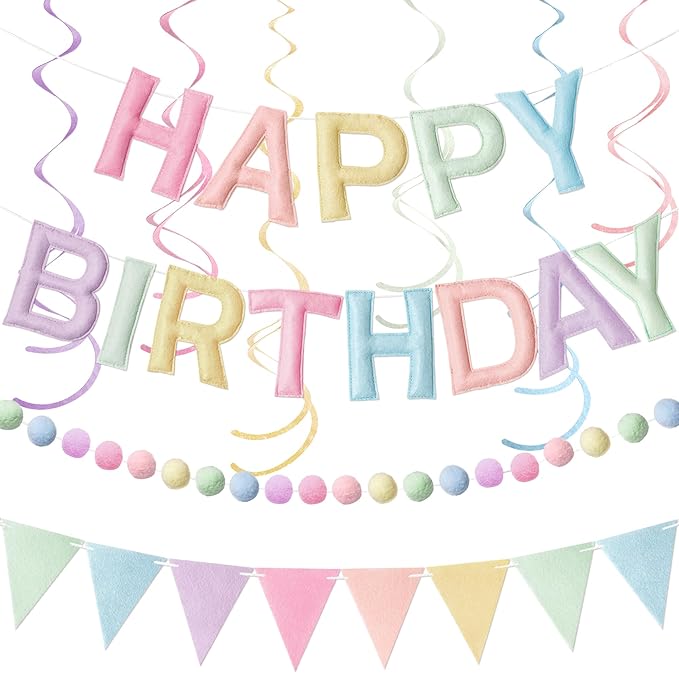 Kriyokiaa Pastel Happy Birthday Banner Set by Kriyokiaa