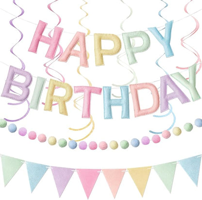 Kriyokiaa Pastel Happy Birthday Banner Set by Kriyokiaa