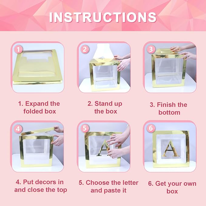 Baby Boxes with Letters for Baby Shower, 5 Clear Balloon Boxes with 78 Letters - Image 6