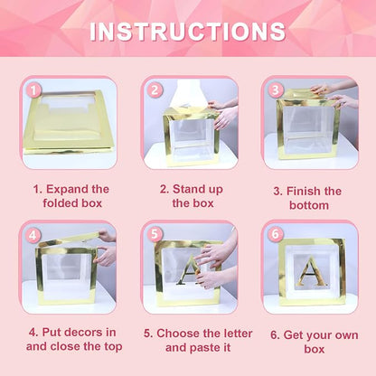 Baby Boxes with Letters for Baby Shower, 5 Clear Balloon Boxes with 78 Letters - Image 6