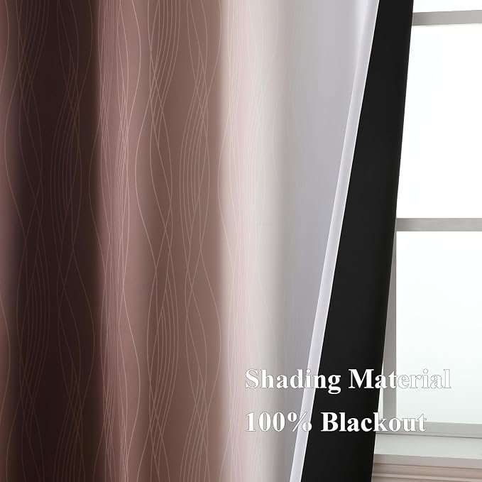 Brown and Greyish White Ombre Blackout Curtains - Image 5