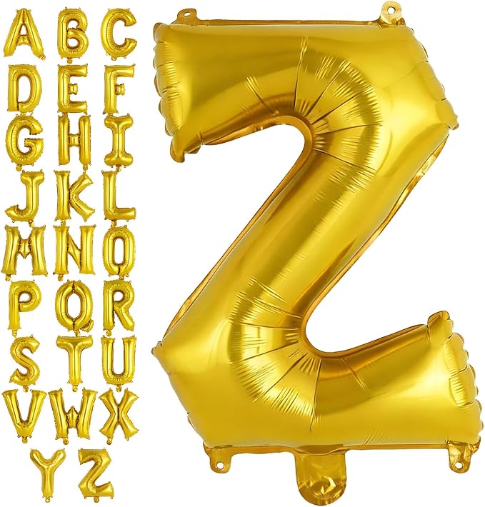 Gold Letter Z Balloons, 40 Inch Large Foil Letter Balloons, Custom Phrase by YOTHORN