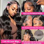 28 Inch Body Wave Lace Front Wigs Human Hair 13X6 HD Lace Frontal Wigs Human Hair 180% Density Glueless Wigs Human Hair Pre Plucked for Women Brazilian Virgin Body Wave Wig Natural Color
