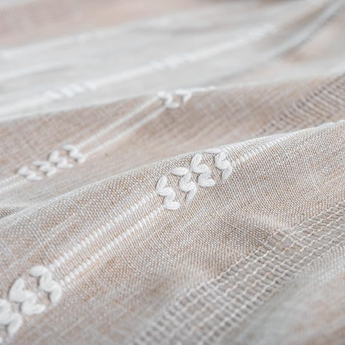 Linen Embroidery Striped Farmhouse Curtains - Image 7