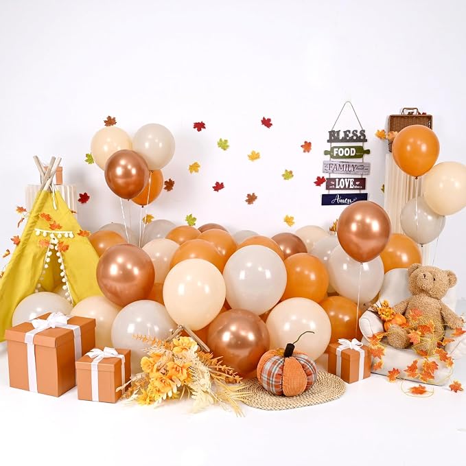 Burnt Orange Gold Balloons 55pcs, 12 Inch Terracotta Burnt Dark Orange Metallic - Image 3