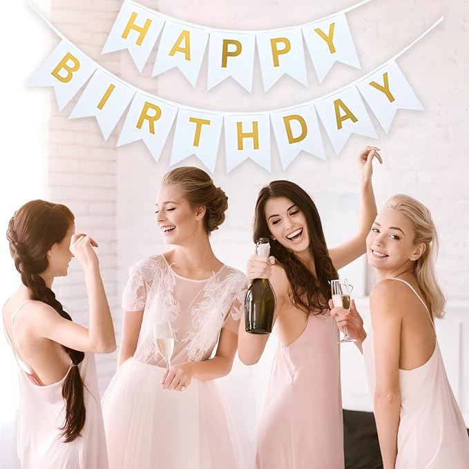 White Happy Birthday Banner - Image 4