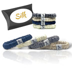 Silk Scrunchies for Women No Damage Mulberry Silk No Slip 4 Pack-Elastic Ponytail Girls Hair Ties | Skinny Hair Ties for Thin Thick Wavy or Curly Hair | No Crease for Sleep and Sports (4, Neutral)