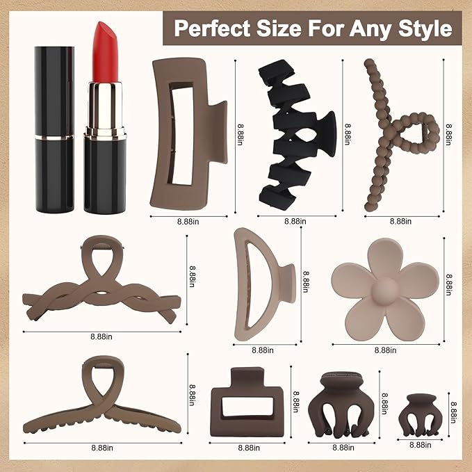10PCS Non-Slip Pink Hair Clips Jaw Clips for Thick Hair Clamp Flower Non-Slip Hair Accessories with Multi-Styles for Women Girls