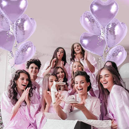 TONIFUL 30 Pcs Light Purple Heart Balloons 18 Inch Heart Shape Foil Balloon | - Image 3