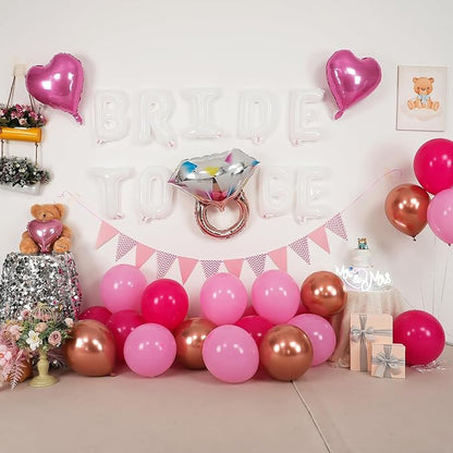 Pink White Bachelorette Party Decorations, Hot Pink Rose Gold Balloons - Image 3