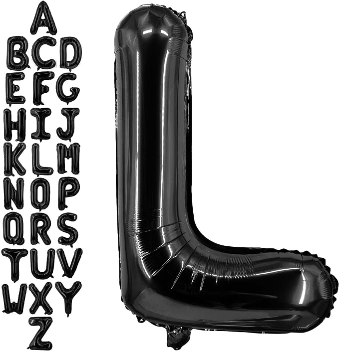 40 Inch Black Letter L Balloons, DIY Phrase Foil Alphabet Letter L Balloons DIY by LHOAVWE