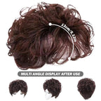 5.1'' Dark Brown Hair Toppers for Women, Curly Synthetic Topper with Bangs, Breathable Fluffy Clip-in Natural Wig Toppers, Thinning Hair/Loss, For Thin
