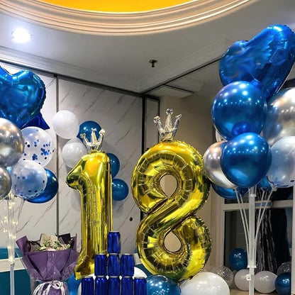 Gold Number 5 Balloon with Crown, 40 inch Gold Number Balloon 5th Birthday - Image 4