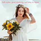 Hair Accessories, 25 PCS of 5 Styles Boho Hair Tie Bracelets with Beads - Cute Elastic Bands for Thick or Thin Hair, No Damage, Pink for Girls and Women