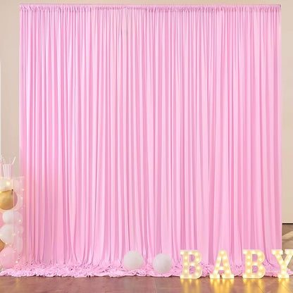 10ft x 8ft Wrinkle Free Pink Backdrop Curtain Drapes, Thick Polyester Baby Pink by ENJOYYOURPARTY