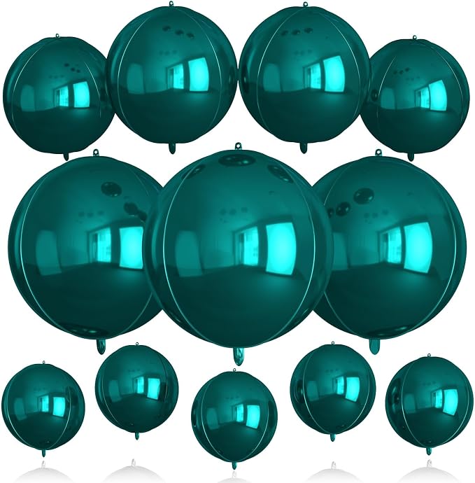12Pcs Dark Green Round Balloons Foil, Large Emerald Balloons by BIAPIAN