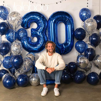 40 Inch Navy Blue Big Number 30 Balloon 0-9 Large Helium | Royal Blue Balloons - Image 3