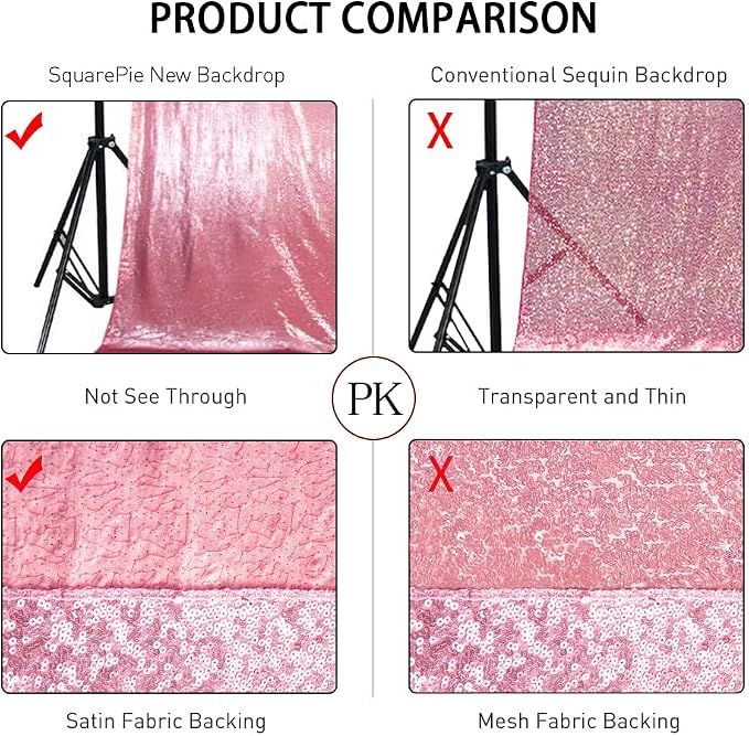 SquarePie 8x8ft Fuchsia Pink Sequin Backdrop, High Density Non-Transparent - Image 6