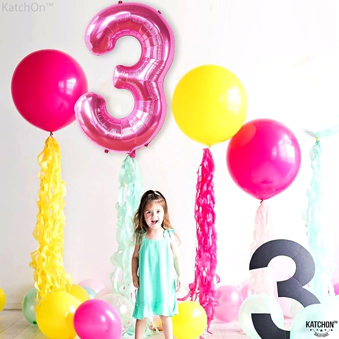 KatchOn, Hot Pink Number 3 Balloon 40 Inch | Number 3 Foil Balloon, 3rd Pink - Image 7