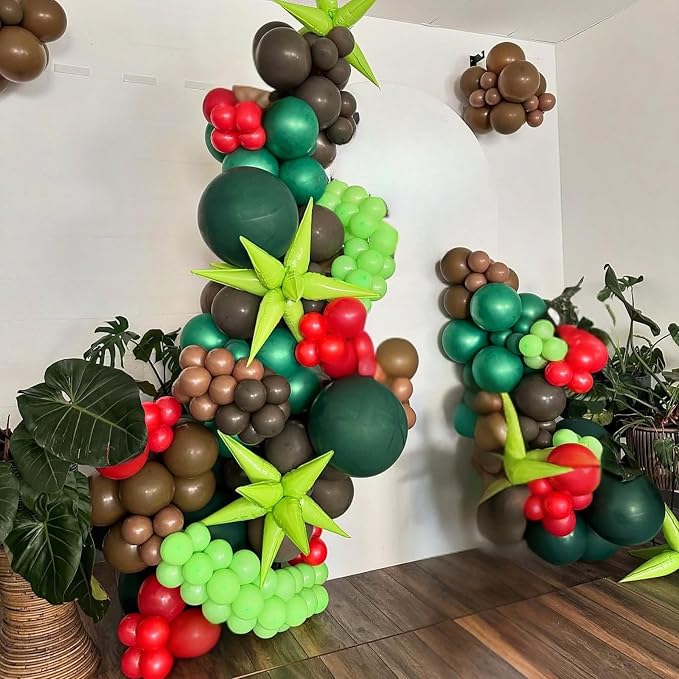 Red Green and Brown Balloons, 12 Inch Red Green Brown and Black Balloons - Image 5