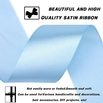 1-1/2 Inch 30 Yards Sky Blue Solid Satin Ribbon - Image 3
