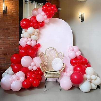 HILAVO Pink and Red Balloon Arch Kit Cherry Balloon Garland 91Pcs Red Baby Pink - Image 3