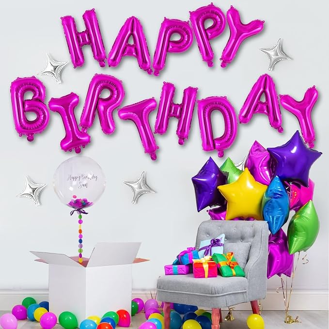 Happy Birthday Balloons Banner, Foil Balloon Personalized Name Letters Balloons - Image 2