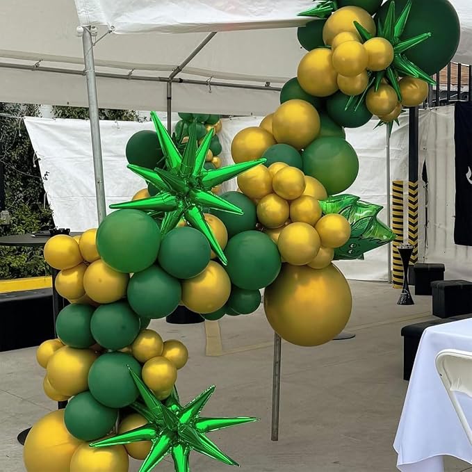 Green Yellow Gold Balloons, 12 Inch Dark Emerald Green Yellow Balloons - Image 6