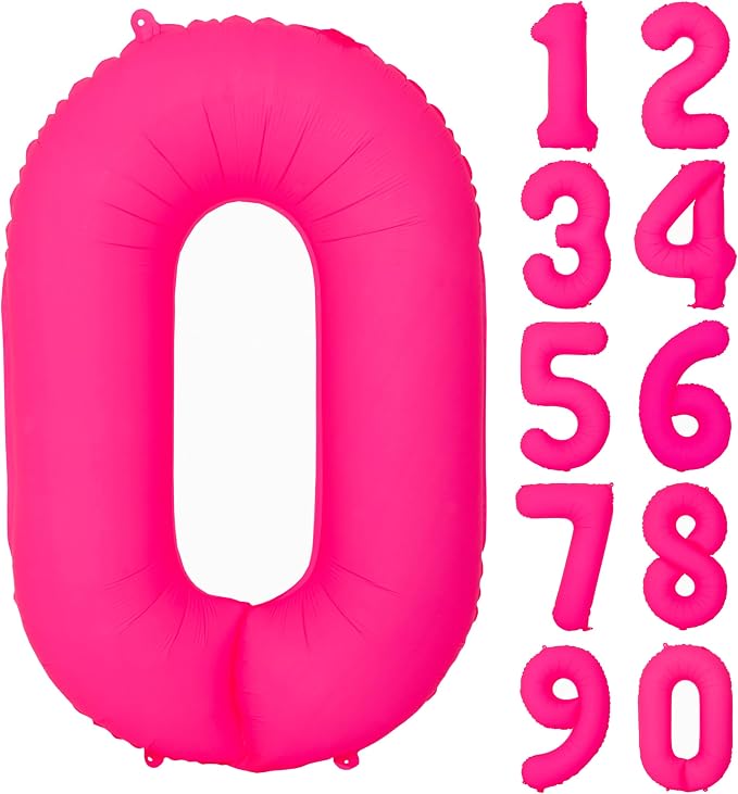 40IN Fluorescent Pink Number 0 Balloons Glow In The Dark Pink Balloon | by YOIOZAIZAI