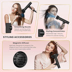 Hair Dryer with Diffuser: Professional High Speed Quiet Ionic Blow Dryer - Intelligent Heat Control - Lightweight Portable Travel & Home for Women & Stylists Frizz Free Styling SGS Certified