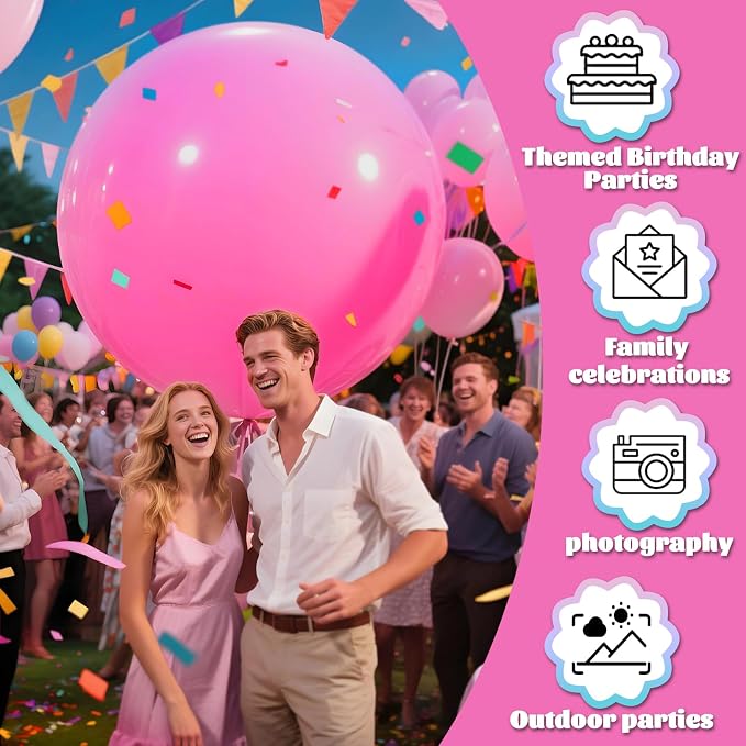 Pink Balloons 9pcs 36 Inch Extra Large Big Jumbo Giant Matte Pink Balloons - Image 5