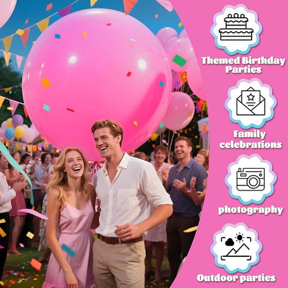 Pink Balloons 9pcs 36 Inch Extra Large Big Jumbo Giant Matte Pink Balloons - Image 5