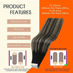 Full Shine Balayage Tape in Hair Extensions Human Hair Color 1B Off Black Fading to 27 Honey Blonde And 1B Black Tape ins Human Hair Extensions 12Inch Invisible Seamless Extension 30G 20Pcs for Women