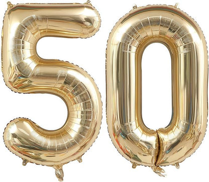 Champagne Gold 50 Balloon Number, 40 Inch Light Gold 50 Balloons Big Foil Mylar by BBPOOL