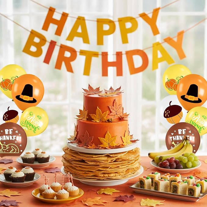 Thanksgiving Balloons, 12 Inch Brown Yellow Burnt Orange Coffee White Pumpkin - Image 7