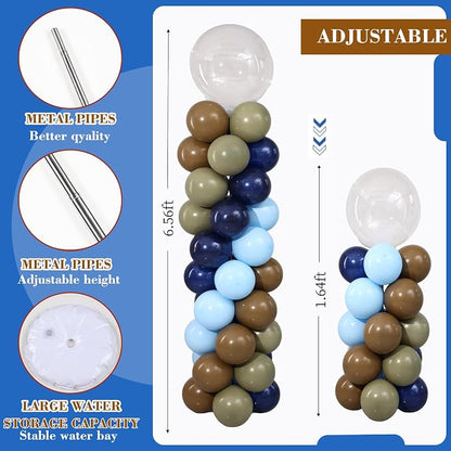Fishing Birthday Party Balloon Column Stand Kits 2 Sets | 122Pcs Blue Green - Image 4